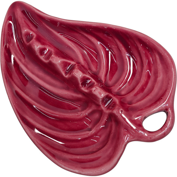 Vintage Ashtray Mid Century Modern Retro Red Maroon Ceramic Leaf Ashtray MCM - Picture 2 of 6